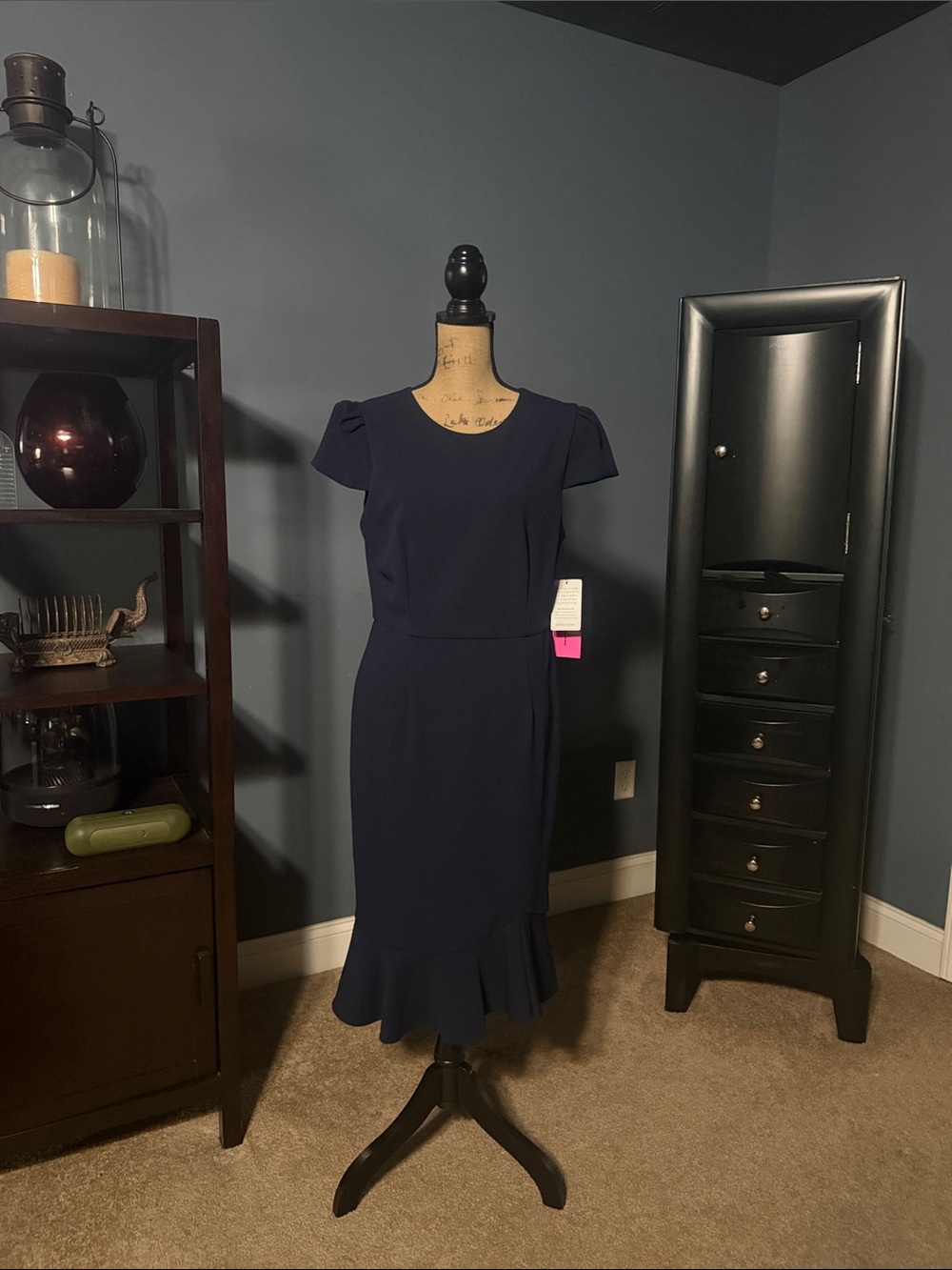 Betsey Johnson Navy Ruffle-Hem Midi Dress